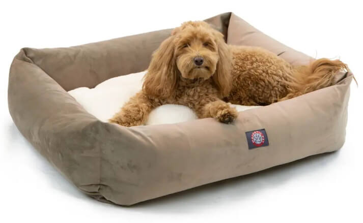 Majestic Pet Luxe Suede Bagel Dog Bed - Stone Colour